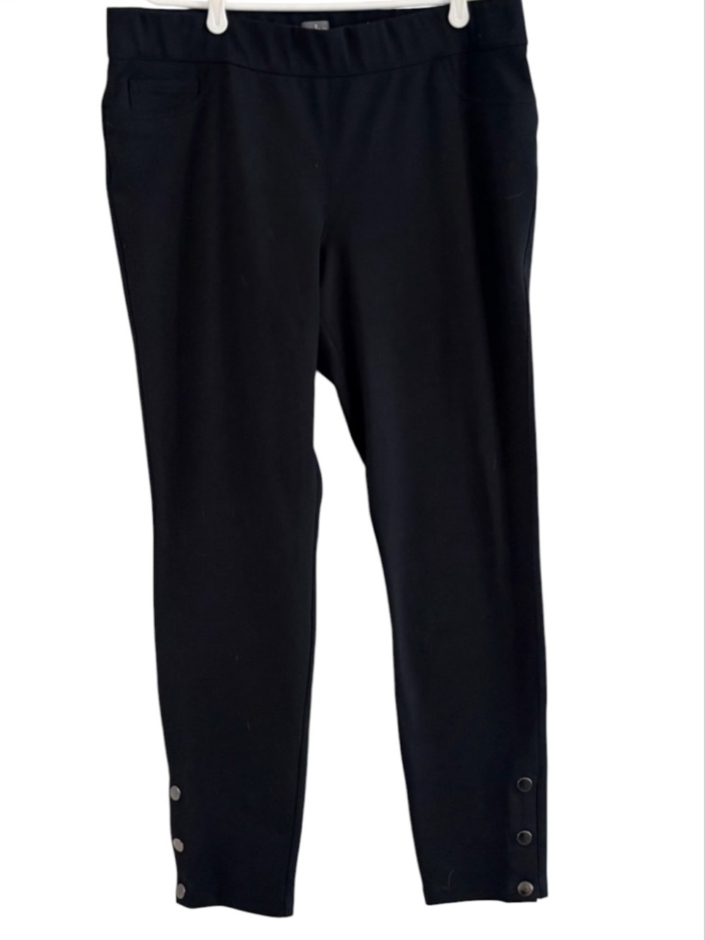 New York & Company Black Straight Leg Pants with Button Hem Size XL